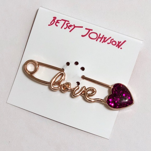 Betsey Johnson Jewelry - Betsey Johnson Glitter LOVE HEART PIN